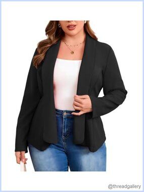 Plus Size Oversized Peplum Blazer Business Casual Dressy Jacket